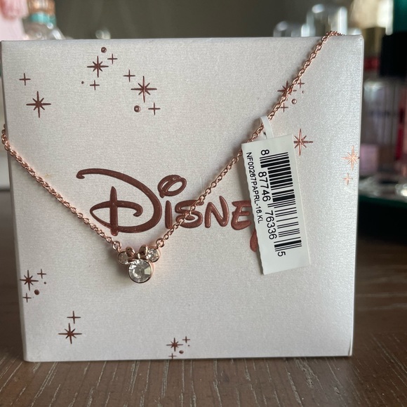 Disney's Minnie Mouse Rose Gold Tone Crystal Necklace - Picture 6 of 6